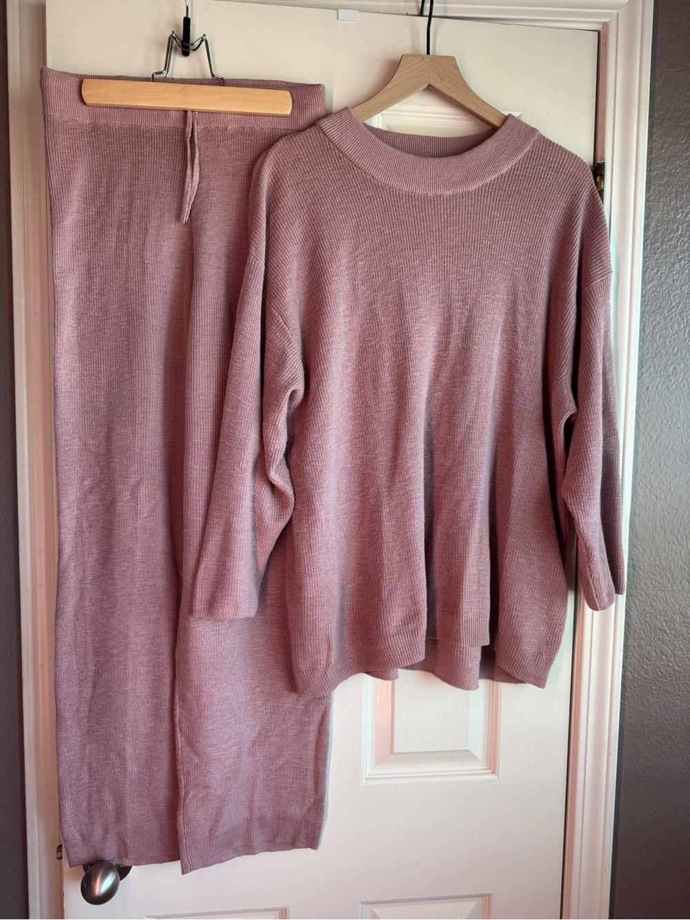Free People Blush Pink Knit Lounge Pants & Sweater Set